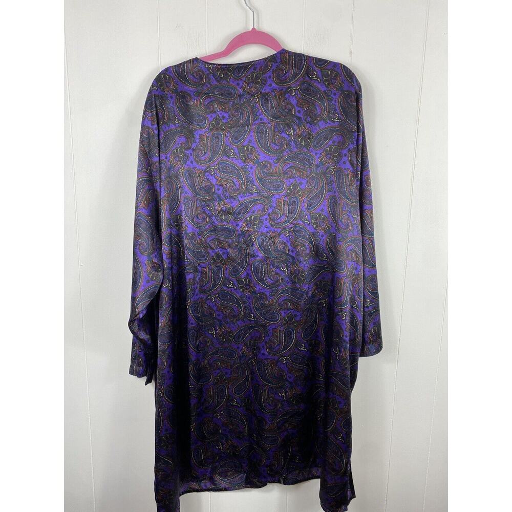 Vintage Lane Bryant Purple Paisley Print Long Sleeve Nightgown Button Plus 26/28 - Picture 9 of 12